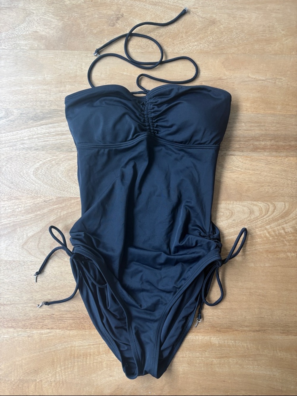 Juicy Couture Black One-Piece Bandeau Swimsuit with Adjustable Ties